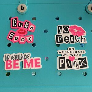 Set of 4 Mean Girl Bogg Charms-So Fetch-Burn Book-Id Rather Be Me Bogg Charms